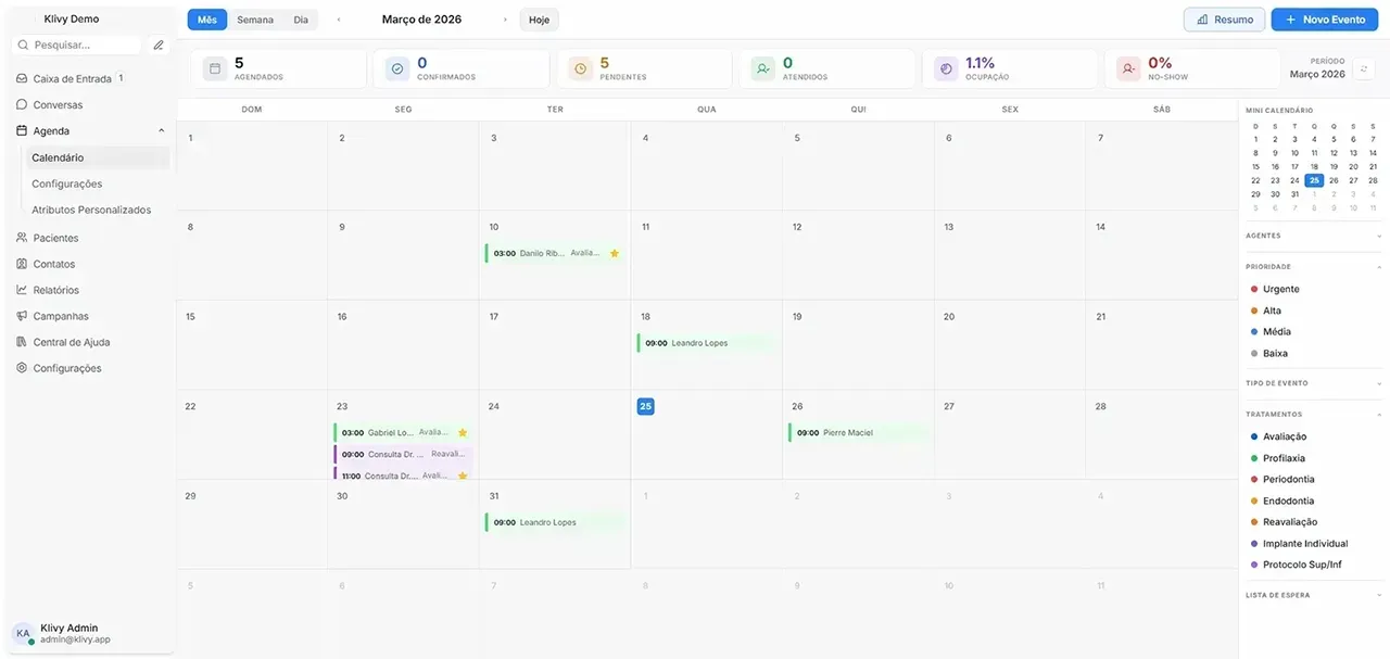 Agenda Inteligente Klivy — Visualize e gerencie agendamentos médicos